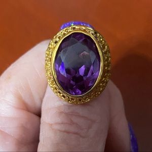 Purple and gold garnet ring